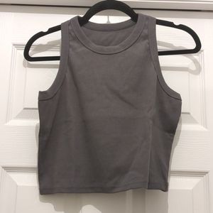 Meladyan Women's Round Neck Racerback Crop Tank Top NWOT Solid Gray Size Large